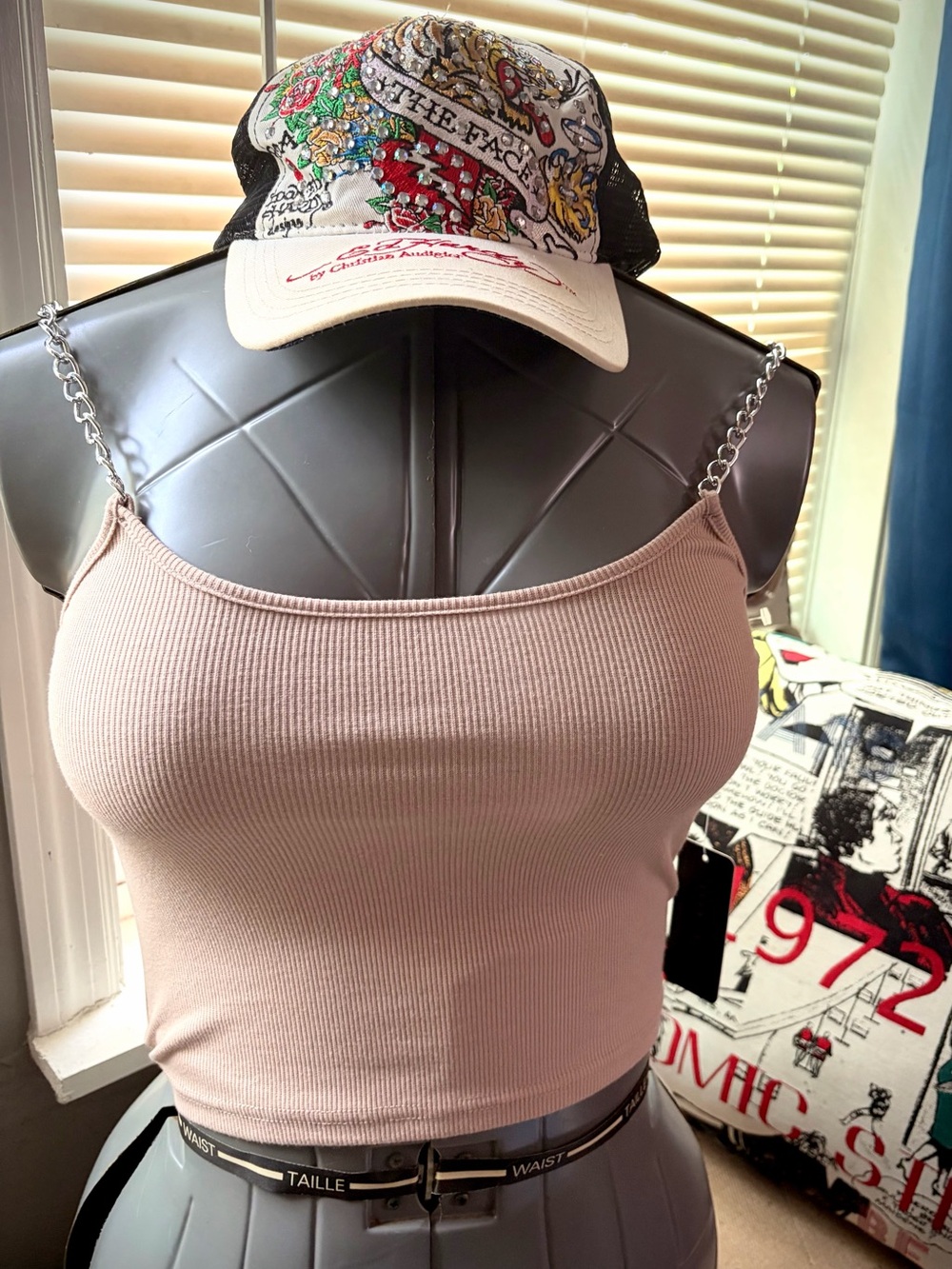 Chain-Strap Ribbed Cami - Picture 1 of 5